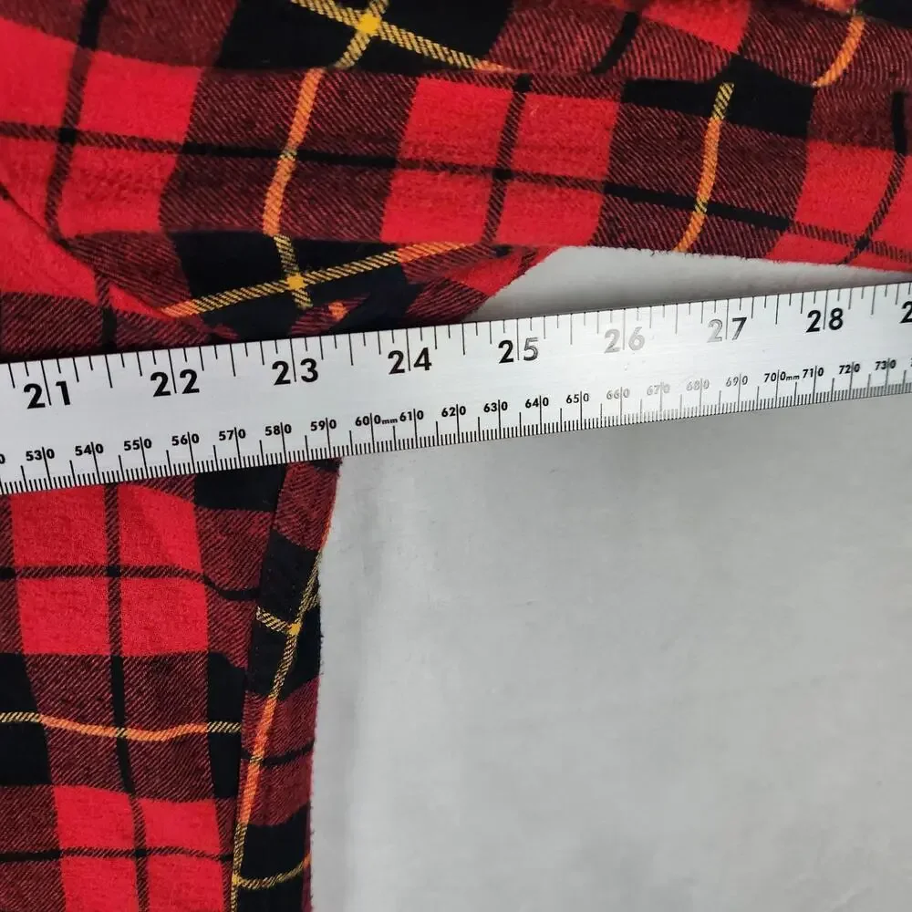 J Crew Flannel Shirt Red Black‎ Plaid L Classic Fit Heavyweight Button Up Grunge